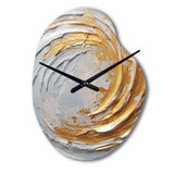 Gold and Cream Enchanted Whirls II - Asymmetric Metal Wall Clock