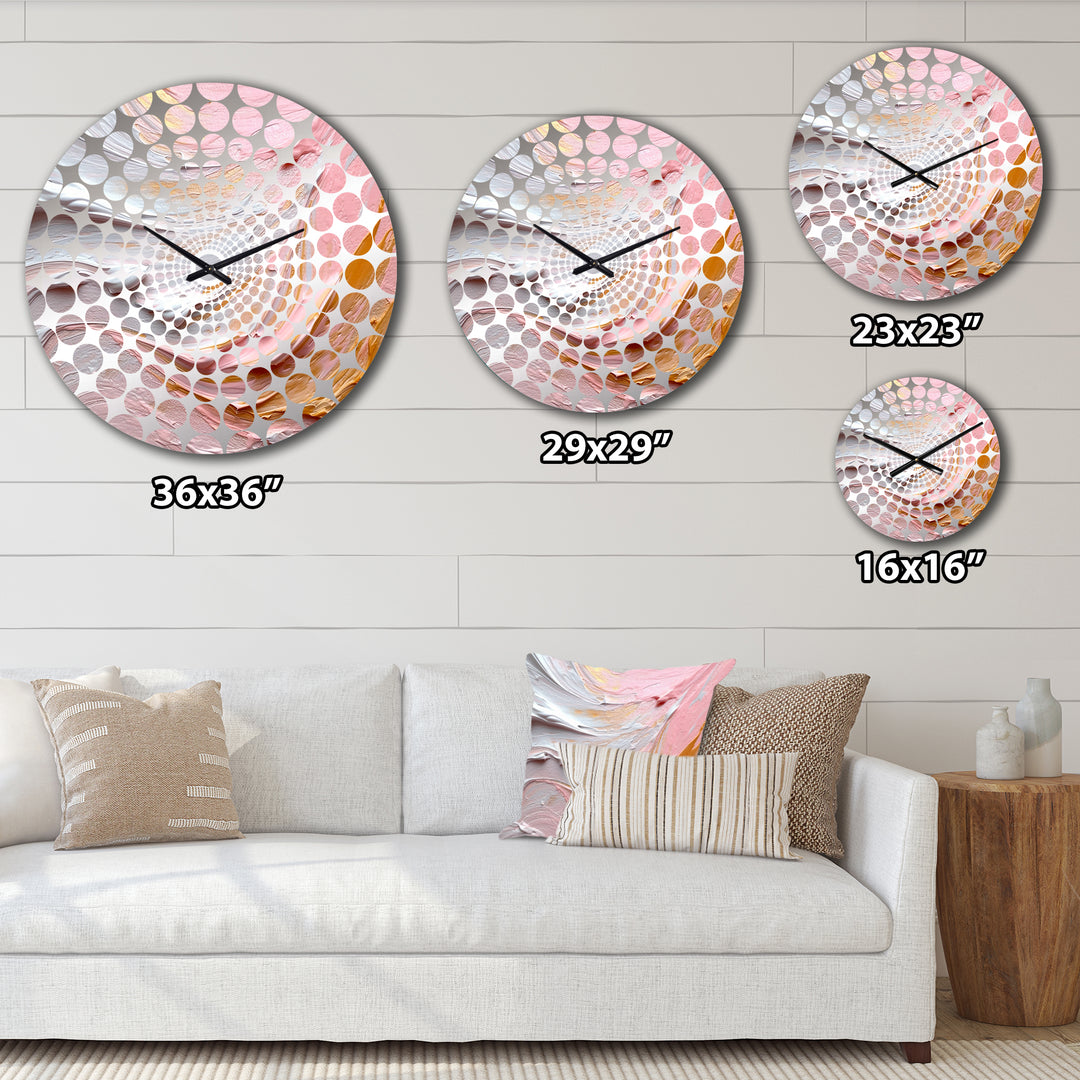 Pink and Gold Spiral Radiance IV - Abstract Metal Wall Clock