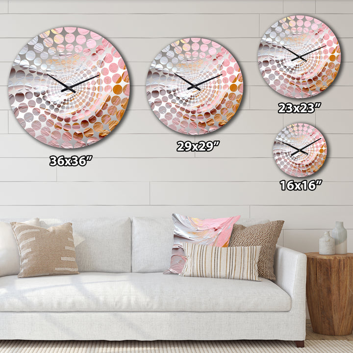 Pink and Gold Spiral Radiance IV - Abstract Metal Wall Clock