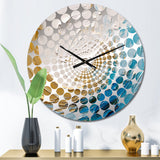 Gold and Turquoise Spiral Nebula - Abstract Metal Wall Clock