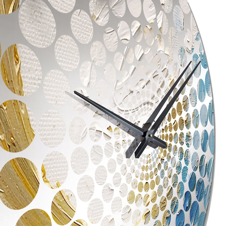 Gold and Turquoise Spiral Nebula - Abstract Metal Wall Clock
