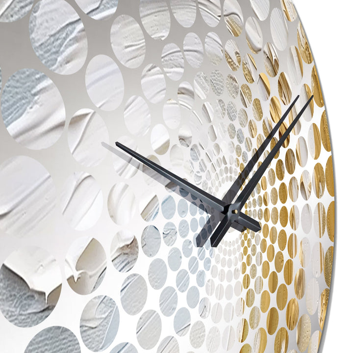 Gold and White Spiral Nebula II - Abstract Metal Wall Clock