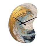 Gold and Blue Spiral Nebula - Asymmetric Metal Wall Clock