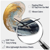 Gold and Blue Spiral Nebula - Asymmetric Metal Wall Clock