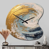 Gold and Blue Spiral Nebula - Asymmetric Metal Wall Clock