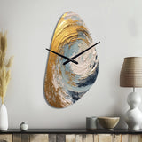 Gold and Blue Spiral Nebula - Asymmetric Metal Wall Clock