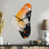 Orange and Black Mystic Spirals III - Asymmetric Metal Wall Clock