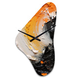 Orange and Black Mystic Spirals III - Asymmetric Metal Wall Clock
