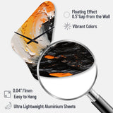 Orange and Black Mystic Spirals III - Asymmetric Metal Wall Clock
