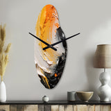Orange and Black Mystic Spirals III - Asymmetric Metal Wall Clock