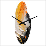 Orange and Black Mystic Spirals III - Asymmetric Metal Wall Clock