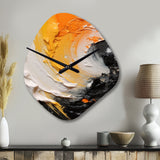 Orange and Black Mystic Spirals III - Asymmetric Metal Wall Clock