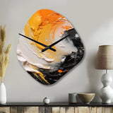 Orange and Black Mystic Spirals III - Asymmetric Metal Wall Clock