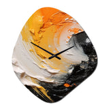 Orange and Black Mystic Spirals III - Asymmetric Metal Wall Clock
