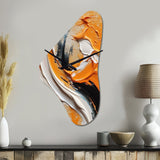 Orange and Black Mystic Spirals IV - Asymmetric Metal Wall Clock