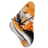 Orange and Black Mystic Spirals IV - Asymmetric Metal Wall Clock