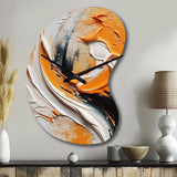 Orange and Black Mystic Spirals IV - Asymmetric Metal Wall Clock