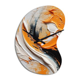Orange and Black Mystic Spirals IV - Asymmetric Metal Wall Clock