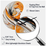 Orange and Black Mystic Spirals IV - Asymmetric Metal Wall Clock