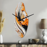 Orange and Black Mystic Spirals IV - Asymmetric Metal Wall Clock