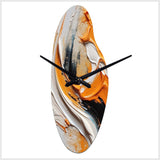 Orange and Black Mystic Spirals IV - Asymmetric Metal Wall Clock