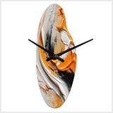 Orange and Black Mystic Spirals IV - Asymmetric Metal Wall Clock