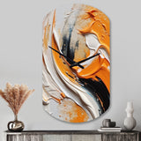 Orange and Black Mystic Spirals IV - Asymmetric Metal Wall Clock