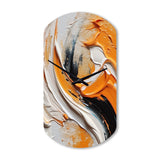 Orange and Black Mystic Spirals IV - Asymmetric Metal Wall Clock