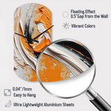 Orange and Black Mystic Spirals IV - Asymmetric Metal Wall Clock