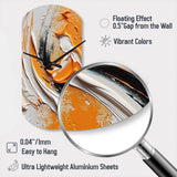 Orange and Black Mystic Spirals IV - Asymmetric Metal Wall Clock