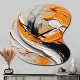 Orange and Black Mystic Spirals IV - Asymmetric Metal Wall Clock