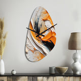 Orange and Black Mystic Spirals IV - Asymmetric Metal Wall Clock