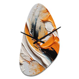 Orange and Black Mystic Spirals IV - Asymmetric Metal Wall Clock