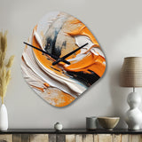 Orange and Black Mystic Spirals IV - Asymmetric Metal Wall Clock