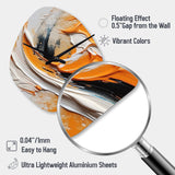 Orange and Black Mystic Spirals IV - Asymmetric Metal Wall Clock