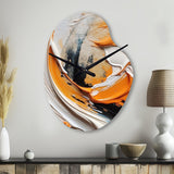 Orange and Black Mystic Spirals IV - Asymmetric Metal Wall Clock