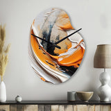 Orange and Black Mystic Spirals IV - Asymmetric Metal Wall Clock