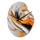 Orange and Black Mystic Spirals IV - Asymmetric Metal Wall Clock