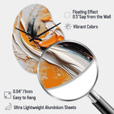 Orange and Black Mystic Spirals IV - Asymmetric Metal Wall Clock