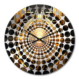 Gold and Black Cubist Visions I - Abstract Metal Wall Clock