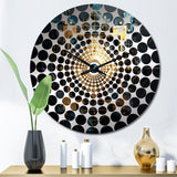 Gold and Black Cubist Visions III - Abstract Metal Wall Clock