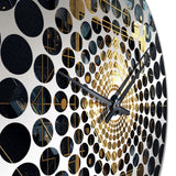 Gold and Black Cubist Visions III - Abstract Metal Wall Clock