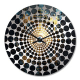 Gold and Black Cubist Visions III - Abstract Metal Wall Clock