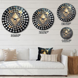 Gold and Black Cubist Visions III - Abstract Metal Wall Clock