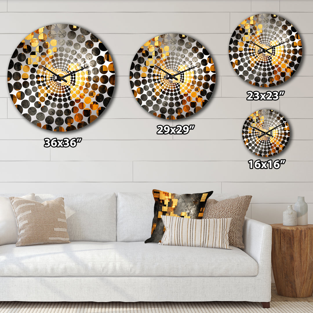 Gold and Black Cubist Visions V - Abstract Metal Wall Clock