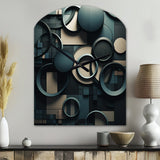 Teal Fragmented Forms - Asymmetric Metal Wall Clock