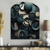 Teal Fragmented Forms - Asymmetric Metal Wall Clock