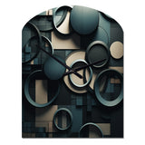 Teal Fragmented Forms - Asymmetric Metal Wall Clock