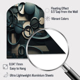 Teal Fragmented Forms - Asymmetric Metal Wall Clock