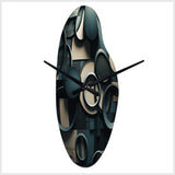 Teal Fragmented Forms - Asymmetric Metal Wall Clock